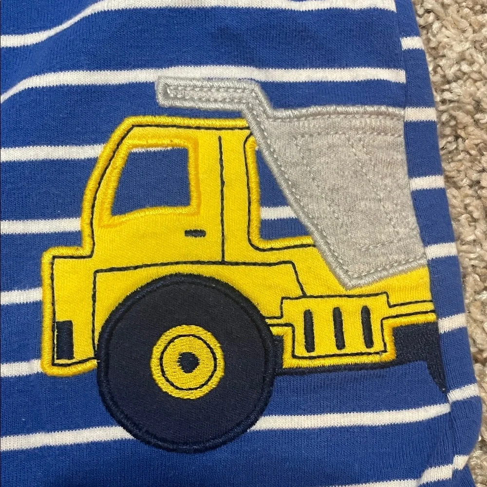 Carters Blue Striped Truck Baby Romper Size 18 Month
